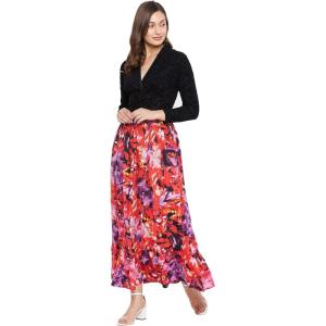 imageWomen Ankle Length Skirts Casual Long Lightweight Flowy Swing Elastic Waist Skirt for GirlsMulticolor Abstract