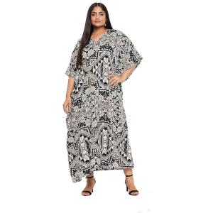 imageWomen Plus Size Caftan Dress Polyester Evening Maxi Gown Dresses Kimono Sleeve for Party KaftanBlack  Beige