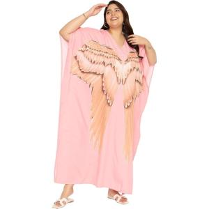 imageWomen Plus Size Caftan Dress Polyester Evening Maxi Gown Dresses Kimono Sleeve for Party KaftanLight Pink