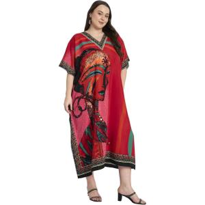 imageWomen Plus Size Caftan Dress Polyester Evening Maxi Gown Dresses Kimono Sleeve for Party KaftanRed