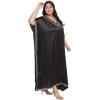 imageCaftans for Women Satin Silk Embroidery Long Kaftan Plus Size Beach Cover Ups Embroidered Maxi Dresses for LadiesBlack