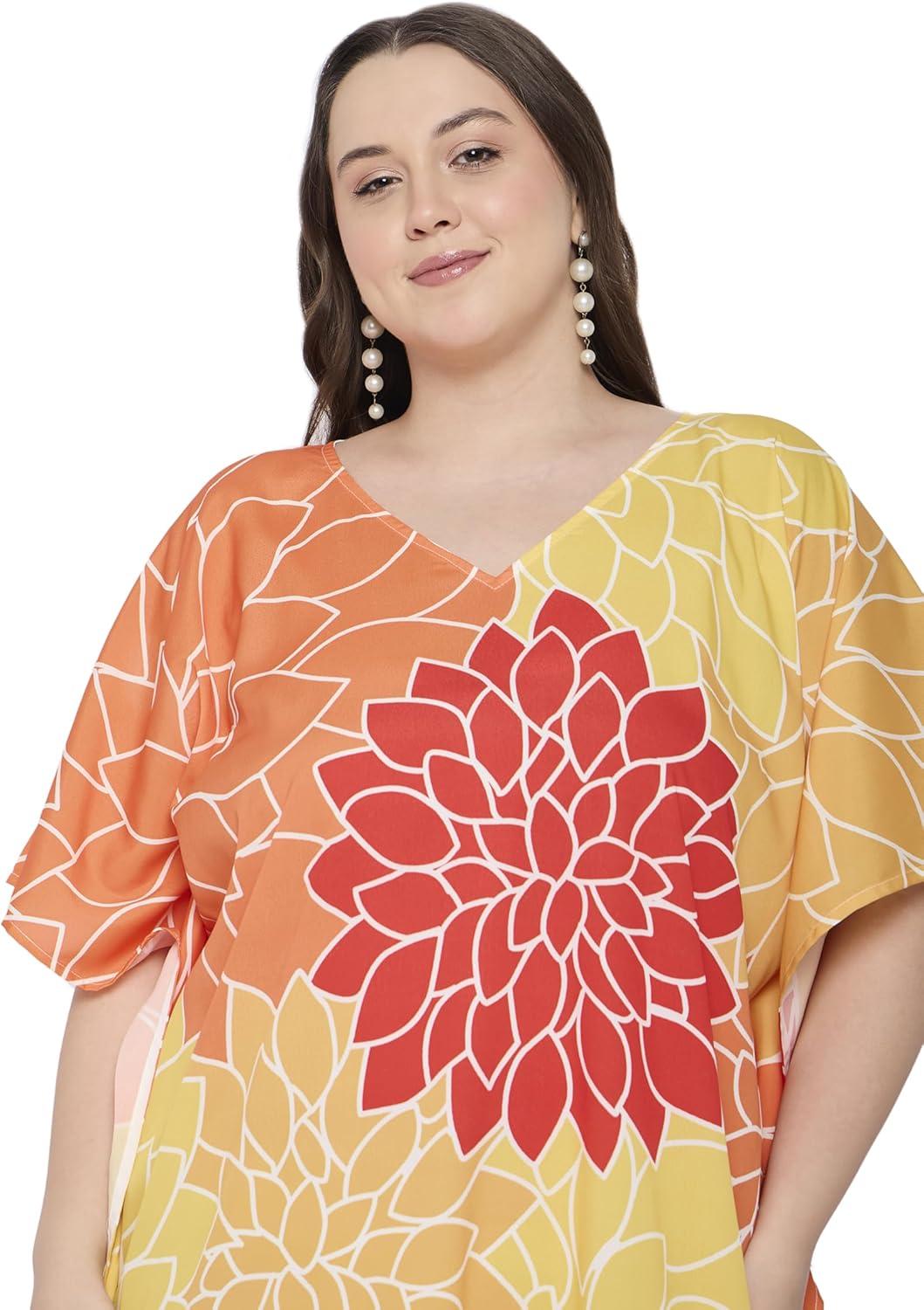 imageWomen Plus Size Caftan Dress Polyester Evening Maxi Gown Dresses Kimono Sleeve for Party KaftanMulticolor Floral