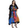 imagePlus Size Women Kaftan Dress Kimono Sleeve Casual Maxi Dresses Beach Cover Up for LadiesBlack Lady Tribal