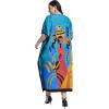 imagePlus Size Women Kaftan Dress Kimono Sleeve Casual Maxi Dresses Beach Cover Up for LadiesBlue