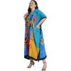 imagePlus Size Women Kaftan Dress Kimono Sleeve Casual Maxi Dresses Beach Cover Up for LadiesBlue