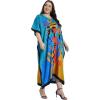 imagePlus Size Women Kaftan Dress Kimono Sleeve Casual Maxi Dresses Beach Cover Up for LadiesBlue