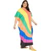imagePlus Size Women Kaftan Dress Kimono Sleeve Casual Maxi Dresses Beach Cover Up for LadiesOrange  Black