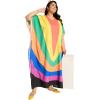 imagePlus Size Women Kaftan Dress Kimono Sleeve Casual Maxi Dresses Beach Cover Up for LadiesOrange  Black