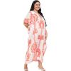 imagePlus Size Women Kaftan Dress Kimono Sleeve Casual Maxi Dresses Beach Cover Up for LadiesOrange  White