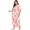 imagePlus Size Women Kaftan Dress Kimono Sleeve Casual Maxi Dresses Beach Cover Up for LadiesOrange  White