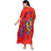 imagePlus Size Women Kaftan Dress Kimono Sleeve Casual Maxi Dresses Beach Cover Up for LadiesRed Lady Tribal