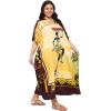 imagePlus Size Women Kaftan Dress Kimono Sleeve Casual Maxi Dresses Beach Cover Up for LadiesYellow Tribal