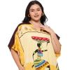 imagePlus Size Women Kaftan Dress Kimono Sleeve Casual Maxi Dresses Beach Cover Up for LadiesYellow Tribal