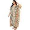 imageWomen Plus Size Caftan Dress Polyester Evening Maxi Gown Dresses Kimono Sleeve for Party KaftanBeige
