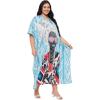 imageWomen Plus Size Caftan Dress Polyester Evening Maxi Gown Dresses Kimono Sleeve for Party KaftanMulticolor Lady Tribal