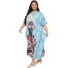 imageWomen Plus Size Caftan Dress Polyester Evening Maxi Gown Dresses Kimono Sleeve for Party KaftanMulticolor Lady Tribal