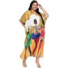 imageWomen Plus Size Caftan Dress Polyester Evening Maxi Gown Dresses Kimono Sleeve for Party KaftanMulticolor Tribal