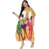 imageWomen Plus Size Caftan Dress Polyester Evening Maxi Gown Dresses Kimono Sleeve for Party KaftanMulticolor Tribal