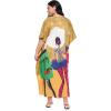 imageWomen Plus Size Caftan Dress Polyester Evening Maxi Gown Dresses Kimono Sleeve for Party KaftanMulticolor Tribal