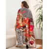 imagePlus Size Women Kaftan Dress Kimono Sleeve Casual Maxi Dresses Beach Cover Up for LadiesBlack  White Animal
