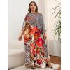 imagePlus Size Women Kaftan Dress Kimono Sleeve Casual Maxi Dresses Beach Cover Up for LadiesBlack  White Animal