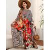 imagePlus Size Women Kaftan Dress Kimono Sleeve Casual Maxi Dresses Beach Cover Up for LadiesBlack  White Animal