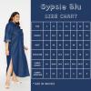 imageWomen Denim Stylish Long Shirt Dress Plus Size Button Down Jean Top Beach Party Dresses for Ladies Girls