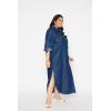 imageWomen Denim Stylish Long Shirt Dress Plus Size Button Down Jean Top Beach Party Dresses for Ladies Girls