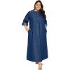 imageCasual Fashion Denim Long Shirt Dress Plus Size Button Down Jean Top Party Dress for Women