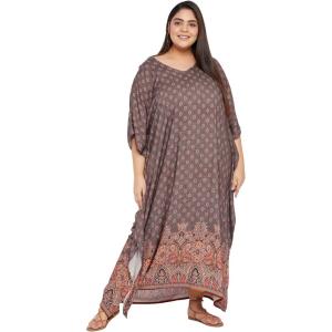 imageKaftan Dress For Women Plus Size Swim Cover Ups Rayon Turkish Caftan Maxi House Dresses Loungewear For LadiesDark Brown