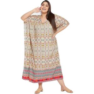 imageKaftan Dress For Women Plus Size Swim Cover Ups Rayon Turkish Caftan Maxi House Dresses Loungewear For LadiesLight Green