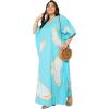 imageCaftans for Women Plus Size Polyester Beach Kaftan Cover Up African Long Kimonos Printed House DressesAqua Blue