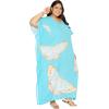 imageCaftans for Women Plus Size Polyester Beach Kaftan Cover Up African Long Kimonos Printed House DressesAqua Blue