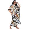imageCaftans for Women Plus Size Polyester Beach Kaftan Cover Up African Long Kimonos Printed House DressesBeige Abstract Print
