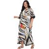 imageCaftans for Women Plus Size Polyester Beach Kaftan Cover Up African Long Kimonos Printed House DressesBeige Abstract Print