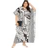 imageCaftans for Women Plus Size Polyester Beach Kaftan Cover Up African Long Kimonos Printed House DressesBlack  White