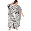 imageCaftans for Women Plus Size Polyester Beach Kaftan Cover Up African Long Kimonos Printed House DressesBlack  White
