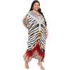 imageCaftans for Women Plus Size Polyester Beach Kaftan Cover Up African Long Kimonos Printed House DressesBlack  White Animal