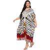 imageCaftans for Women Plus Size Polyester Beach Kaftan Cover Up African Long Kimonos Printed House DressesBlack  White Animal