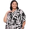 imageCaftans for Women Plus Size Polyester Beach Kaftan Cover Up African Long Kimonos Printed House DressesBlack  White Leaf Print
