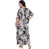 imageCaftans for Women Plus Size Polyester Beach Kaftan Cover Up African Long Kimonos Printed House DressesBlack  White Leaf Print