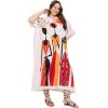 imageCaftans for Women Plus Size Polyester Beach Kaftan Cover Up African Long Kimonos Printed House DressesCream