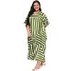imageCaftans for Women Plus Size Polyester Beach Kaftan Cover Up African Long Kimonos Printed House DressesGreen