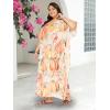 imageCaftans for Women Plus Size Polyester Beach Kaftan Cover Up African Long Kimonos Printed House DressesLigth Beige Pumpkins