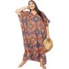 imageCaftans for Women Plus Size Polyester Beach Kaftan Cover Up African Long Kimonos Printed House DressesOrange  Purple