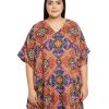 imageCaftans for Women Plus Size Polyester Beach Kaftan Cover Up African Long Kimonos Printed House DressesOrange  Purple