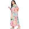 imageCaftans for Women Plus Size Polyester Beach Kaftan Cover Up African Long Kimonos Printed House DressesPink
