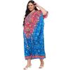 imageCaftans for Women Plus Size Polyester Beach Kaftan Cover Up African Long Kimonos Printed House DressesRed  Blue