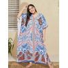 imageCaftans for Women Plus Size Polyester Beach Kaftan Cover Up African Long Kimonos Printed House DressesRoyal Blue