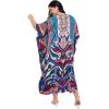 imageCaftans for Women Plus Size Polyester Beach Kaftan Cover Up African Long Kimonos Printed House DressesRoyal Blue Floral Print